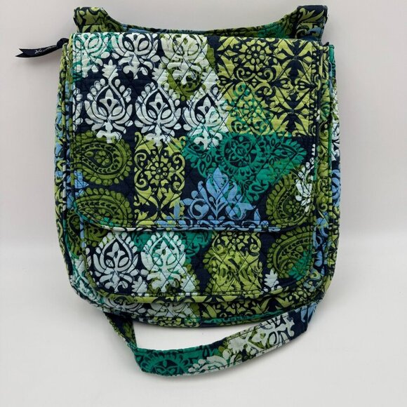 Vera Bradley Blue Green Quilted Cotton Crossbody Bag With Adjustable Strap - Picture 1 of 9